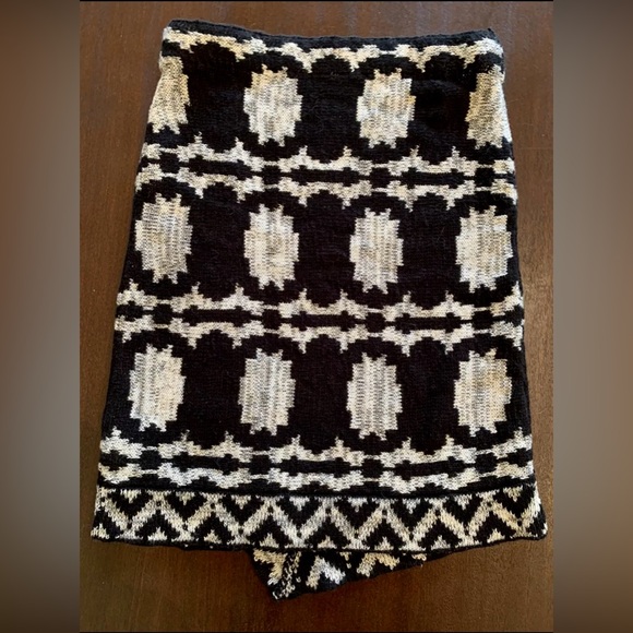Free People Black Grey Knit Mini Skirt Size XS Wrapped In You Blanket Combo Cute - Picture 4 of 9